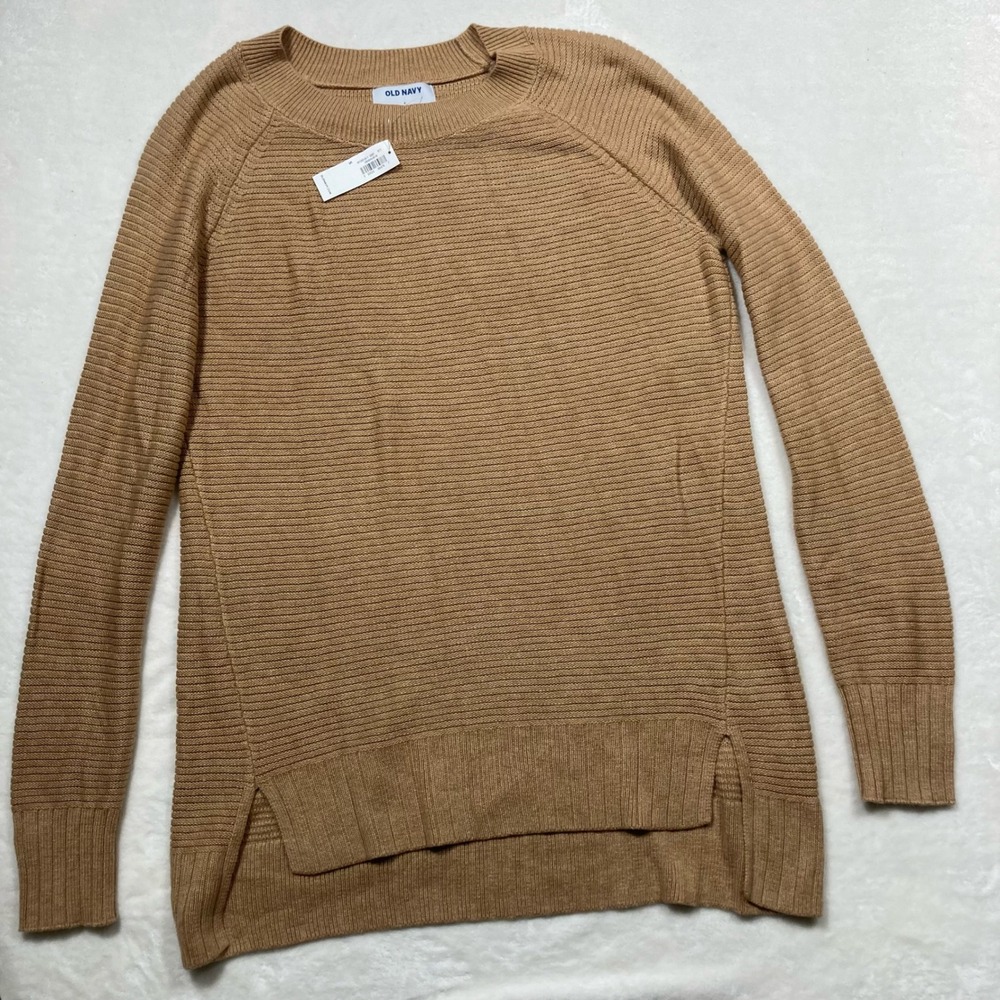 Old Navy Womens Camel Brown Stitchy Bateau Neck Raglan Long Sleeve Shirt Small